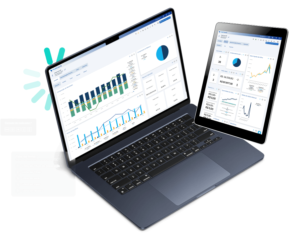 HubCount BI em notebook e tablet